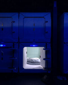 Sleeping in a capsule hotel. The Space Night Hotel, Berlin Germany