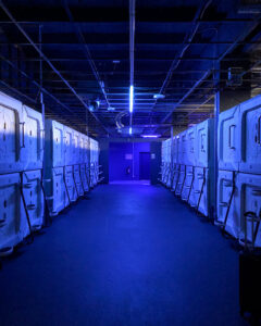Sleeping in a capsule hotel. The Space Night Hotel, Berlin Germany